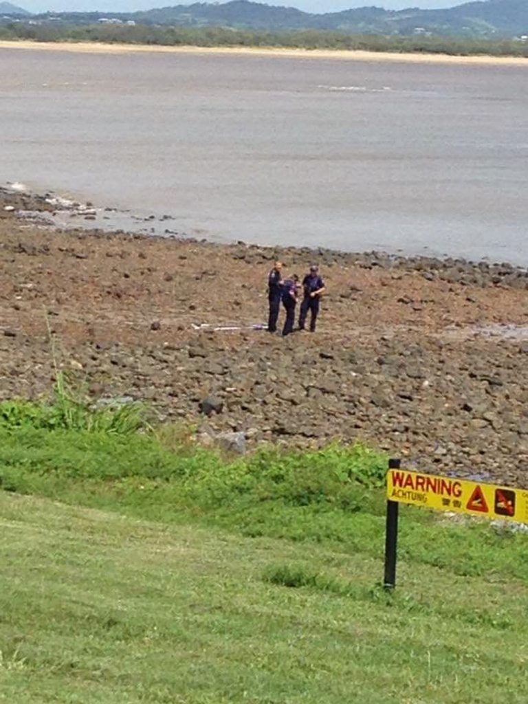 Police on the scene at Lamberts Beach after a crocodile was spotted. Photo Edelyn Jenkins Police on the scene at Lamberts Beach after a crocodile was spotted. Photo Edelyn Jenkins
